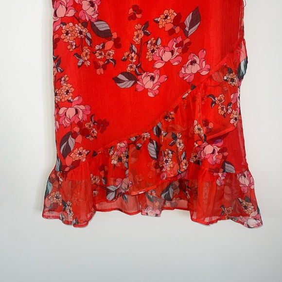 Red Floral Casual Dress Women’s M - Picture 4 of 5